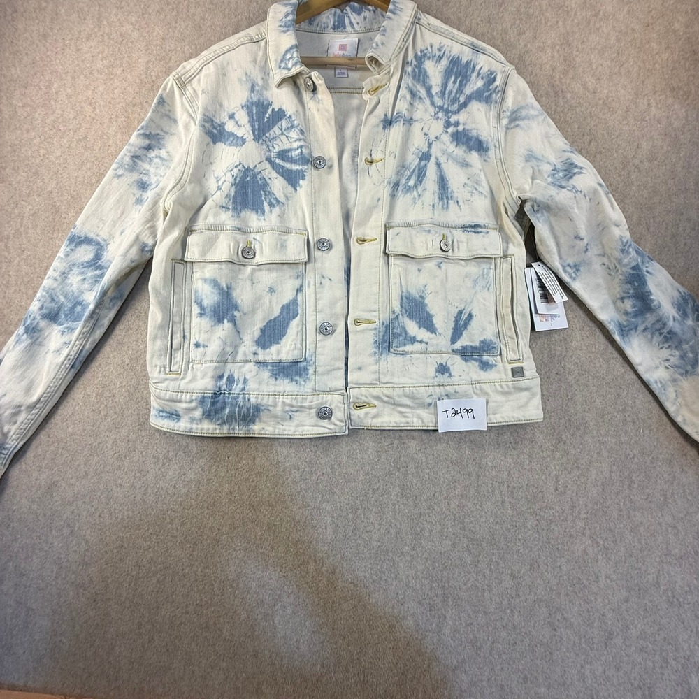 NWT LuLaRoe Blue White Tie Dye Denim Trucker Jacket Large
